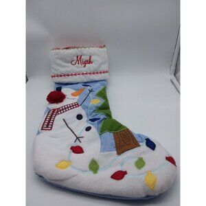 Pottery Barn Kids Miyah Christmas Stocking Snowman Lights Tree Holiday Xmas Blue